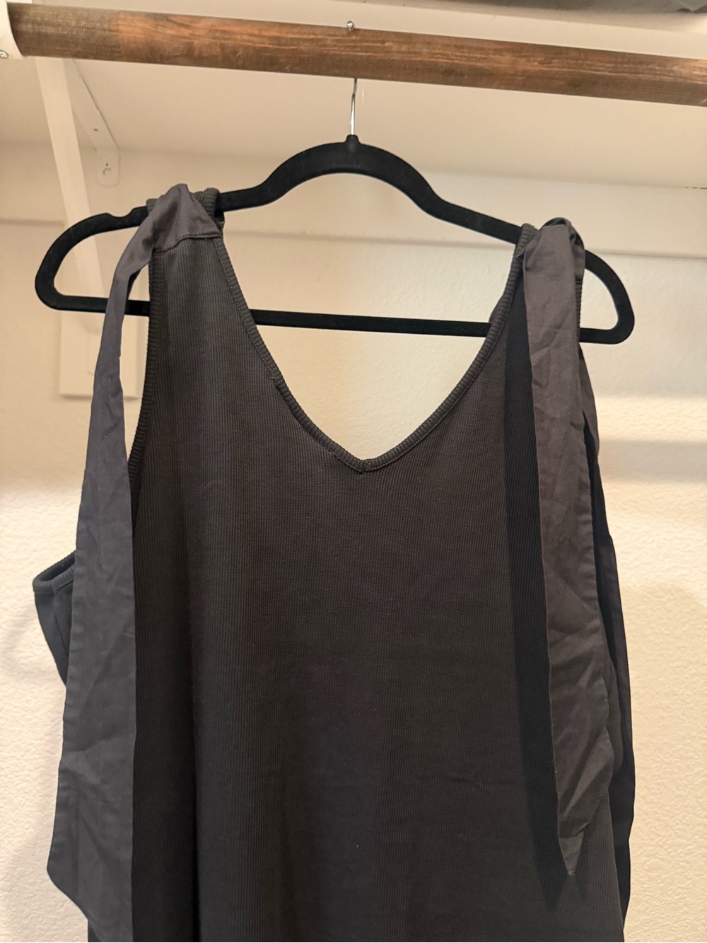 Anthropologie Black Tie-Shoulder V-Neck Women's Top - Picture 3 of 5